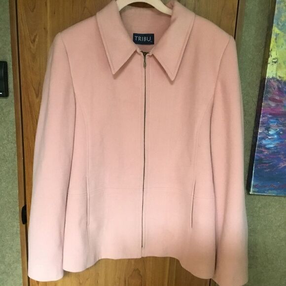 NWOT. Tribu Brand Women’s Size 10 Cashmere Blend Outdoor Jacket Soft Pink - Picture 2 of 11
